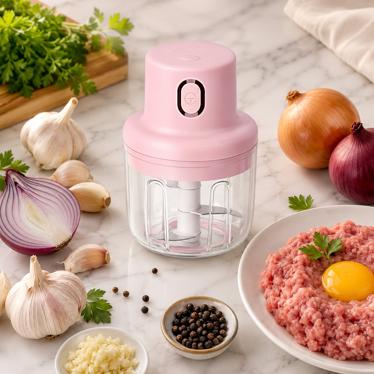 250ML USB Wireless Electric Garlic Chopper - Pink