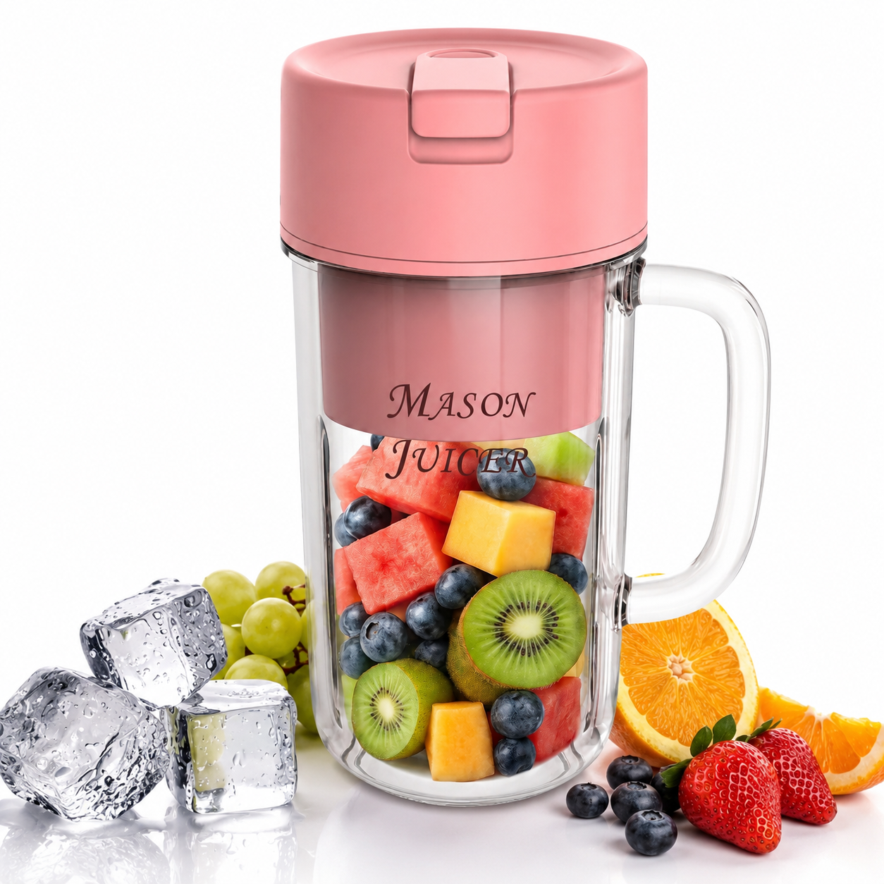 Mason Portable USB Rechargeable Mini Juicer Blender with Straw Cup
