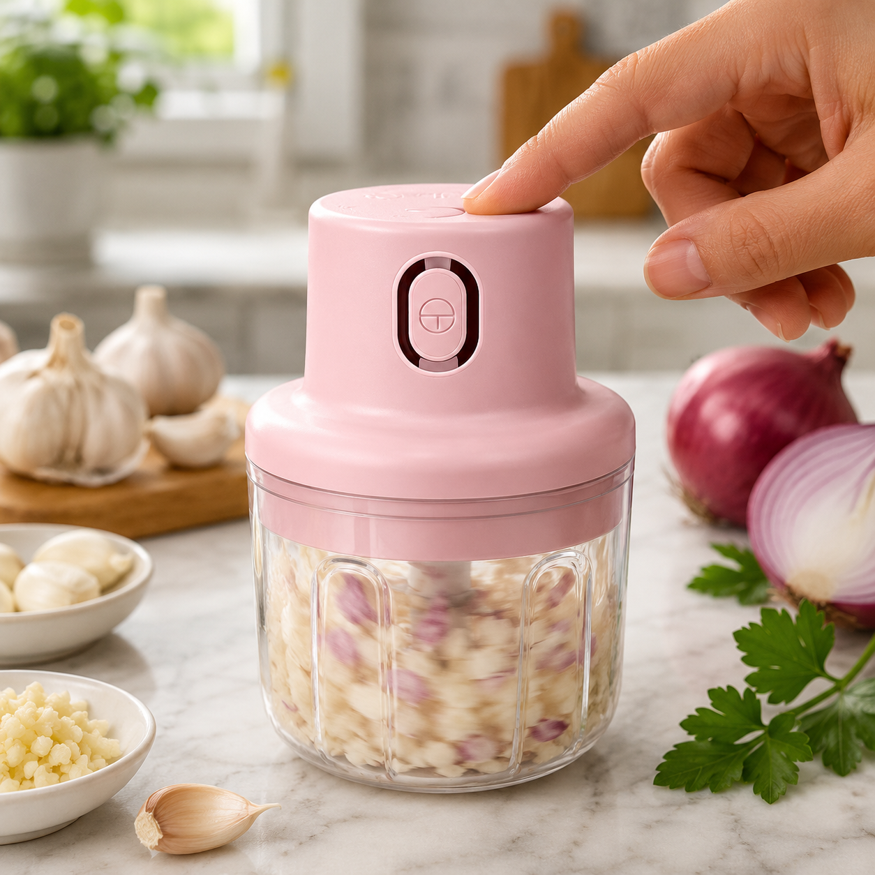 250ML USB Wireless Electric Garlic Chopper - Pink
