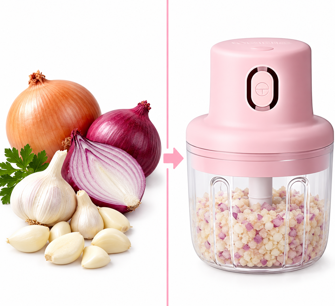 250ML USB Wireless Electric Garlic Chopper - Pink