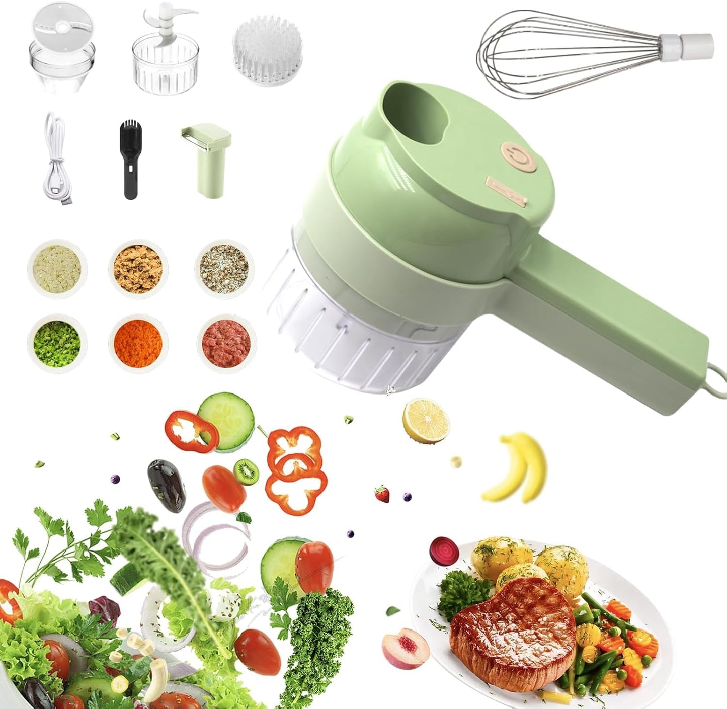 4 in 1 Handheld Electric Vegetable Cutter (Wireless Food Processor)