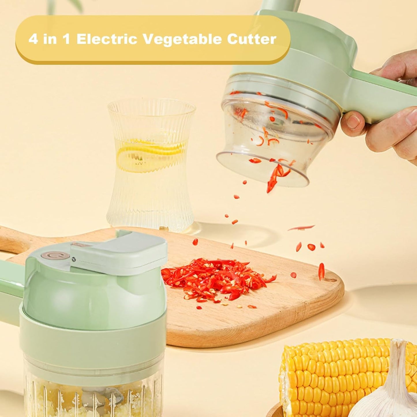4 in 1 Handheld Electric Vegetable Cutter (Wireless Food Processor)