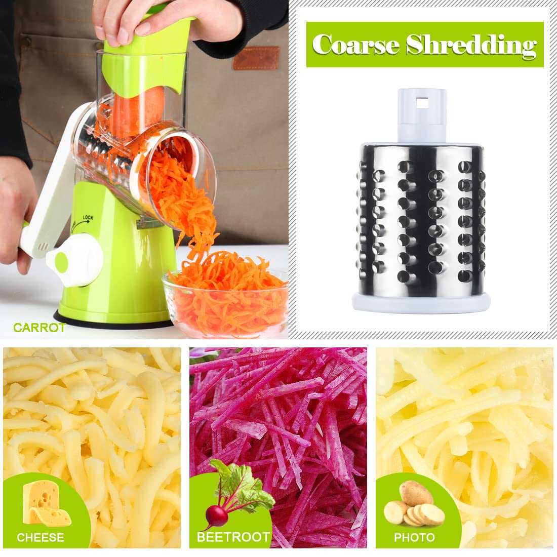 Multifunctional Manual Vegetable Table Top Drum Cutter Slicer