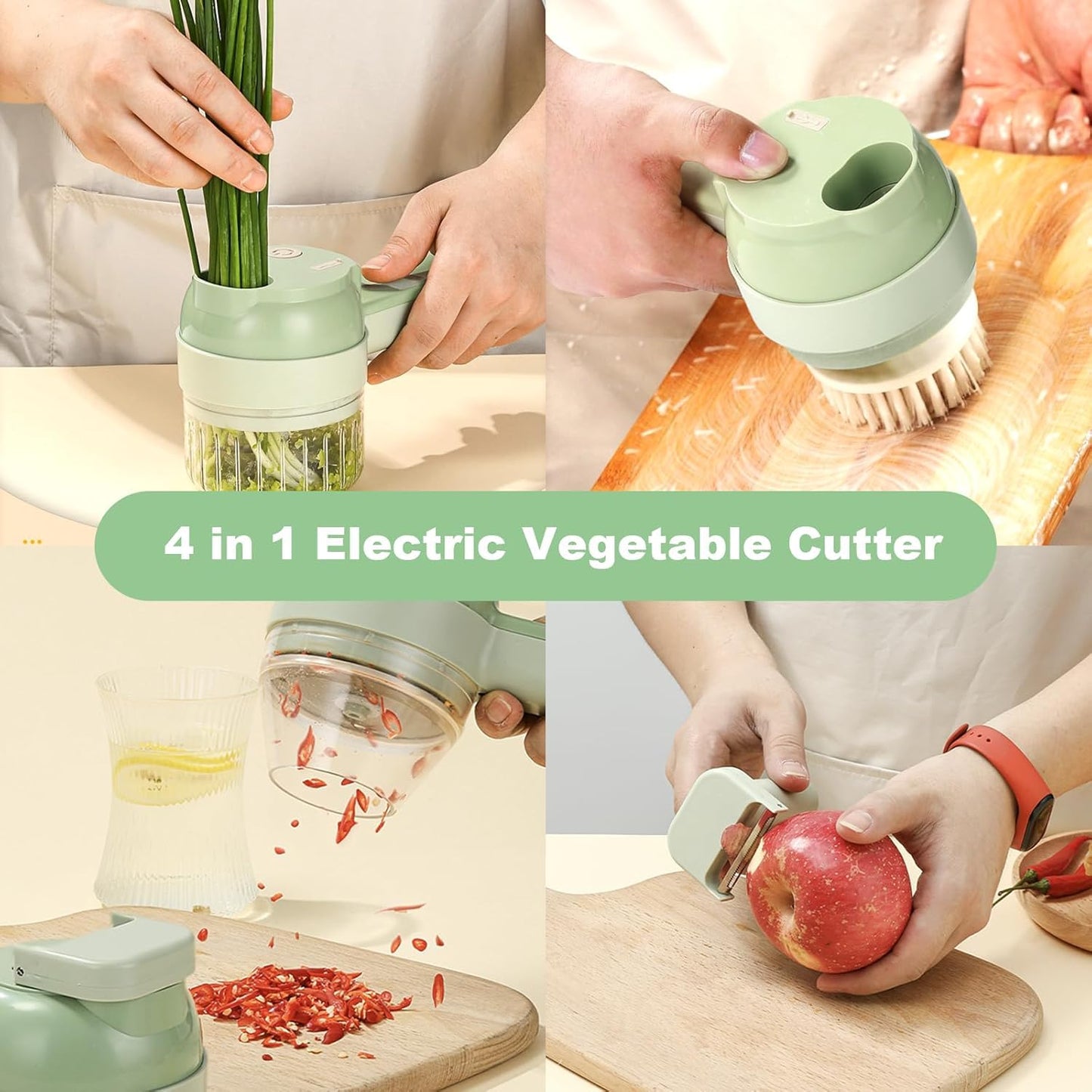 4 in 1 Handheld Electric Vegetable Cutter (Wireless Food Processor)