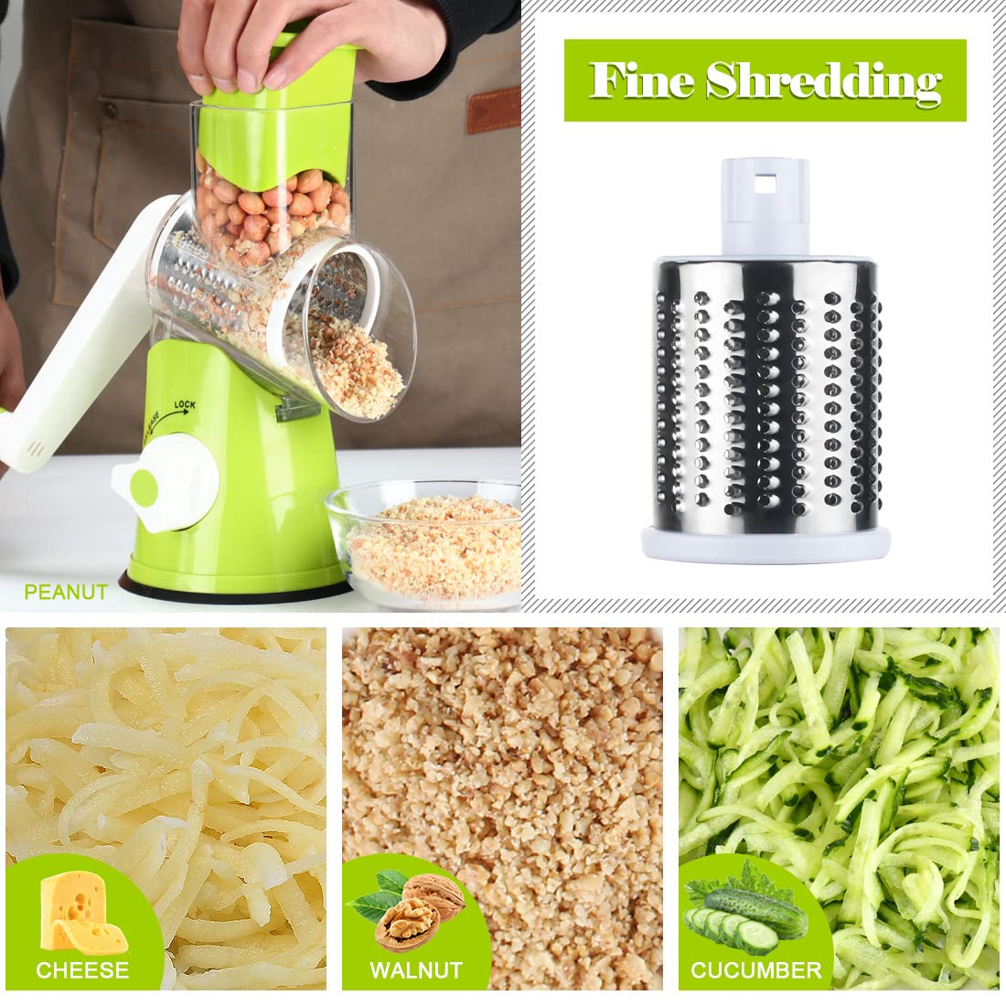 Multifunctional Manual Vegetable Table Top Drum Cutter Slicer