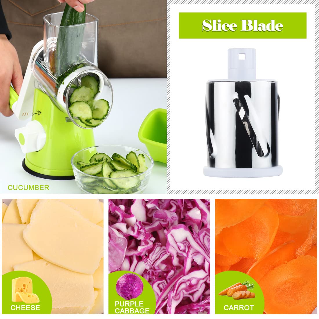 Multifunctional Manual Vegetable Table Top Drum Cutter Slicer
